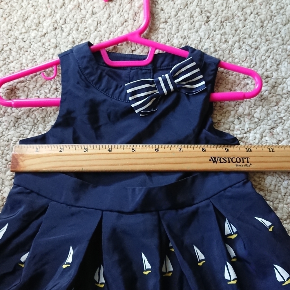 Janie and Jack Navy Blue Sailboat Print Kids Dress size 12-18M - Picture 9 of 11